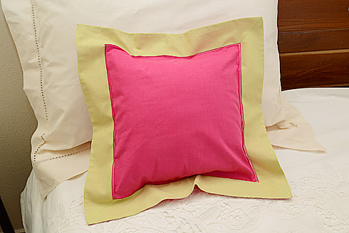 Hemstitch Multicolor Baby Square 12x12".Raspberry Sorbet & Hemp - Click Image to Close